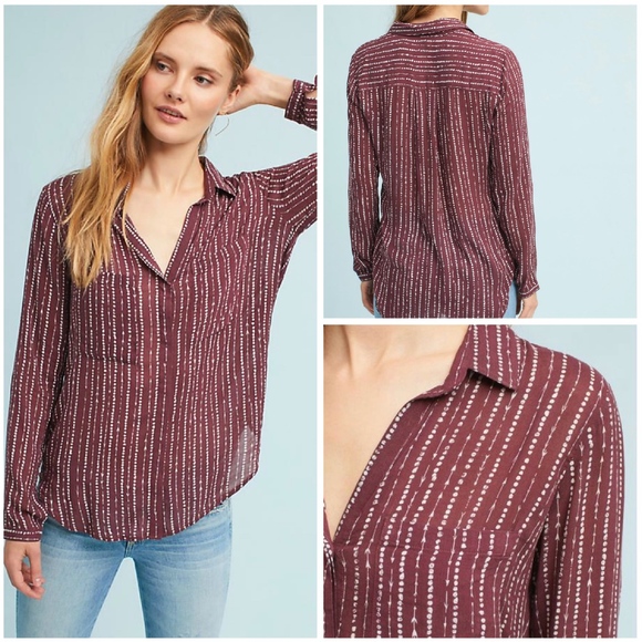 Anthropologie Tops - CLOTH & STONE X-Large Kerry Print Button Down Red
